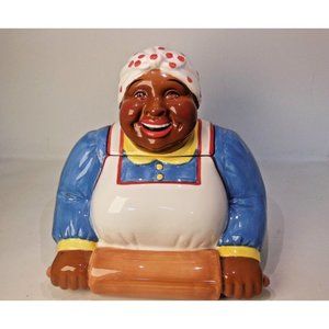 Clay Art Baking Time, Baker Rolling Pin Cookie Jar Vintage Americana 2001